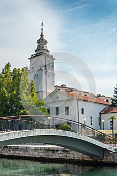 The bridge Ponte Della Madonnina with church in Crikvenica