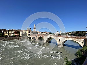 Bridge Ponte Pietra in Verona in Italy