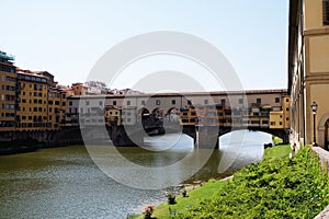 Bridge Ponte Vecchio and the Arno Rive in Florence