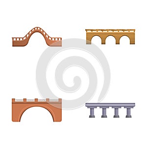 Bridge project icons set cartoon . Various type of bridge