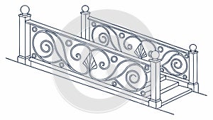 Bridge Railing Perspective Sketch, vector design Generative AI