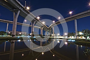 The bridge reflection under twilight,Bangkok