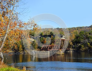 Bridge Remains in Middle of Lake