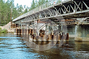 bridge repair and temporary bridge over the river Gauja, Latvia.