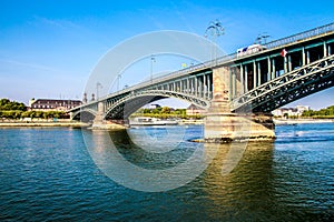 Bridge on the Rhine river, in Mainz, Germany