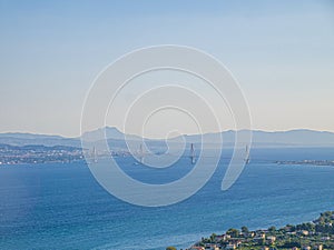 The bridge Rio Antirio city of Nafpaktos. Gulf of Corinth, Greece.