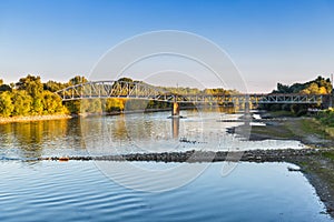 Bridge and river autumn scenery.