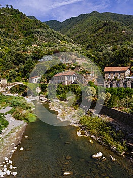 Bridge and river in Badalucco Italy