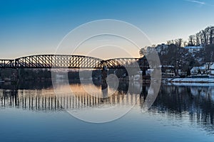 The bridge on river in city Hamelin,Germany