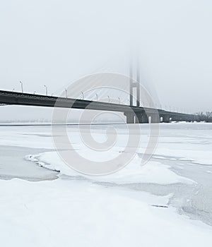 Bridge on the River Dnipro in Kyiv