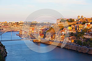 Bridge through River Douro in the city of Porto