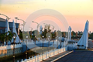 Bridge and river in Kuala Terengganu, Malaysia.