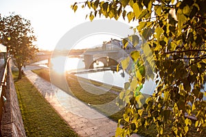 The bridge of river Nisava in magic hour