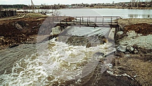 Bridge on the river in Russia nature