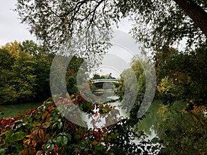 A bridge on the river in the suburb of Paris