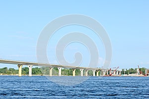 Bridge on the river Volga, Russia