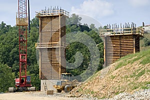 Bridge, road construction work
