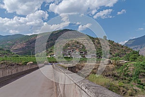 Bridge road leads to the mountain village