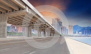 bridge road and urban building in city for infra structure development photo