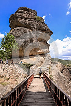 Bridge and rock at the Monastery of Varlaam of the Meteora Eastern Orthodox monasteries complex in Kalabaka, Trikala
