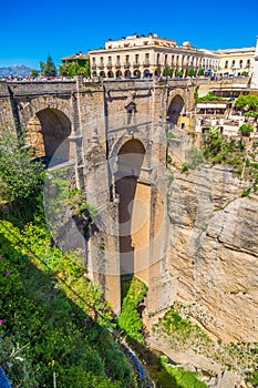 Bridge of Ronda, one of the most famous white villages of Malaga, Andalusia, Spain