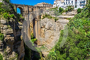 Bridge of Ronda, one of the most famous white villages of Malaga, Andalusia, Spain