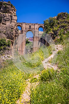 Bridge of Ronda, one of the most famous white villages of Malaga, Andalusia, Spain