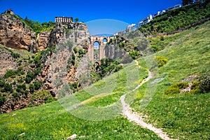 Bridge of Ronda, one of the most famous white villages of Malaga, Andalusia, Spain