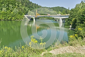 Bridge at Ruzin water dam at Hornad river