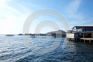 Bridge of Samaesarn port in daytime view and blue sky