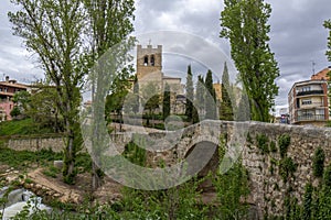 Bridge and San Juan Church in Aranda de Duero, Burgos province, photo