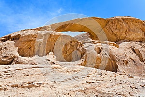 Bridge sand rock in Wadi Rum desert