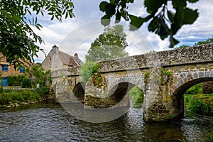 Bridge on the Sarthe in Saint Ceneri le Gerei, Normandy, France