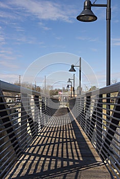 Bridge with a scene or view country or city that is used for transportation of people and vehicles