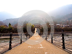 Bridge at Shirakawa-go village in the morning, Toyama, Japan