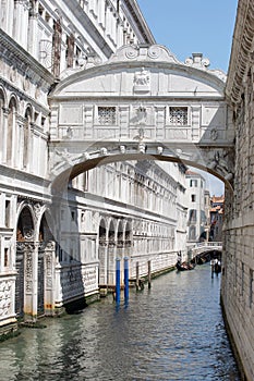 Bridge of Sighs and canal in Venice, Italy