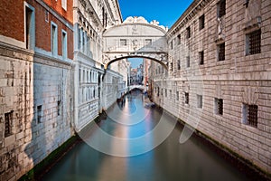 Bridge of Sighs and Doge`s Palace in Venice Italy