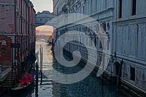 Bridge of Sighs (Ponte dei Sospiri, in italian) at sunset