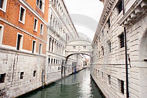 Bridge of Sighs Ponte dei Sospiri in Venice and Rio de Palazzo Canal. Italy