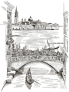 Bridge of Sighs on San Giorgio Maggiore, Venice.