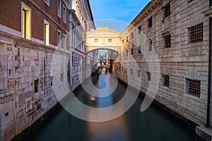 Bridge of Sighs in Venice seen at dawn