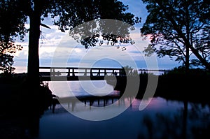 Bridge silhouette at sunset