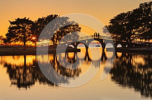 Bridge Silhouettes at Historic Corolla Park at Sunset in Outer Banks