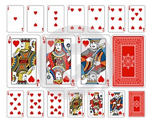 Bridge size Heart playing cards plus reverse