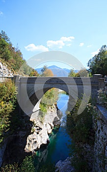 Bridge on the Soca river, Slovenia