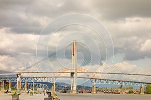 A bridge spanning the fraser river at vancouver, british columbia
