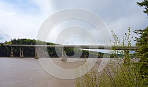 A bridge spanning the mighty yukon river in alaska