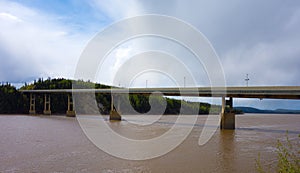 A bridge spanning the mighty yukon river in alaska