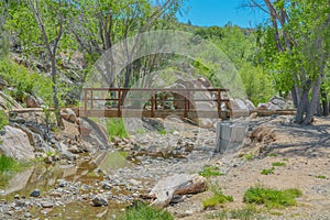 A bridge spans a finger cove on Fain Lake.