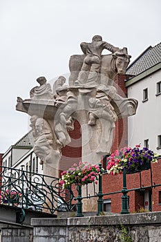 Bridge statue on Lieve River, Ghent, Belgium